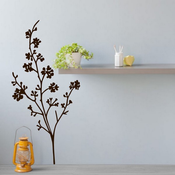 Exemple de stickers muraux: Branche fleurie Verticale